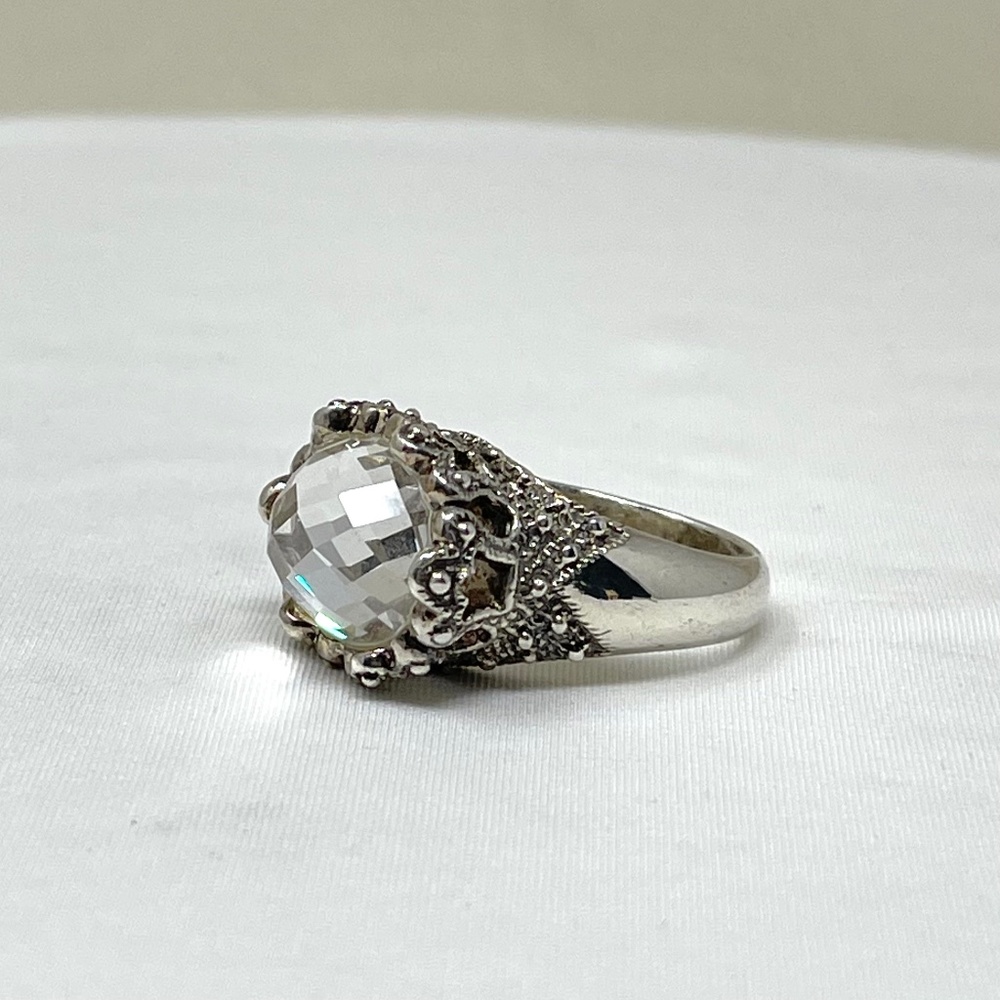 Barse Vintage Sterling Crystal Cocktail Ring